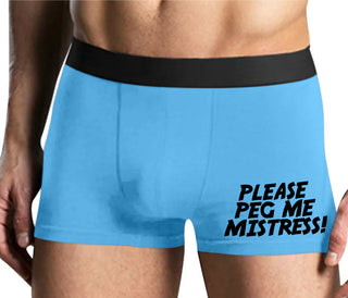 Please Peg Me Mistress - Mens Blue Boxer Brief