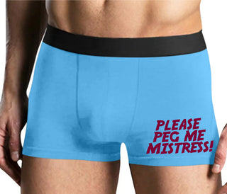 Please Peg Me Mistress - Mens Blue Boxer Brief