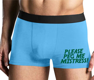 Please Peg Me Mistress - Mens Blue Boxer Brief