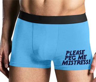 Please Peg Me Mistress - Mens Blue Boxer Brief