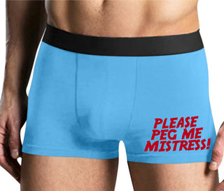 Please Peg Me Mistress - Mens Blue Boxer Brief