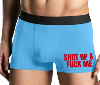 Shut Up and Fuck Me - Mens Blue Boxer Brief