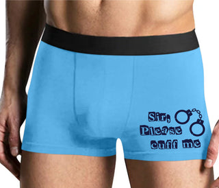 Sir Please Cuff Me - Mens Blue Boxer Brief
