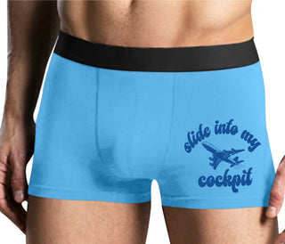Slide Into My Cockpit - Mens Blue Boxer Brief