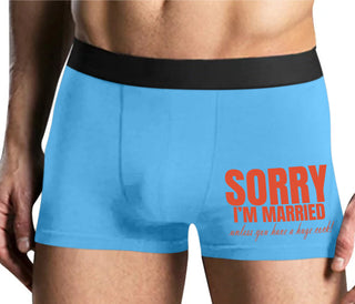 Sorry I'm Married Unless You Have A Huge Cock - Mens Blue Boxer Brief