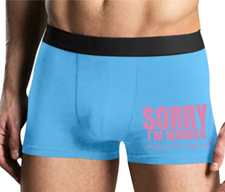 Sorry I'm Married Unless You Have A Huge Cock - Mens Blue Boxer Brief