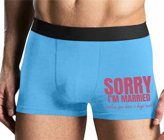 Sorry I'm Married Unless You Have A Huge Cock - Mens Blue Boxer Brief