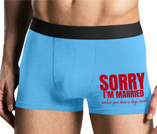 Sorry I'm Married Unless You Have A Huge Cock - Mens Blue Boxer Brief