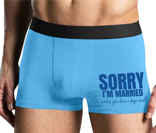 Sorry I'm Married Unless You Have A Huge Cock - Mens Blue Boxer Brief