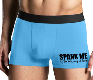 Spank Me It's The Only Way I Will Learn - Mens Blue Boxer Brief
