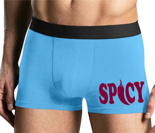 Spicy - Cute Pepper Logo - Mens Blue Boxer Brief