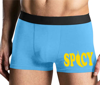 Spicy - Cute Pepper Logo - Mens Blue Boxer Brief