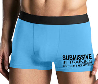 Submissive In Training How May I Serve You - Mens Blue Boxer Brief