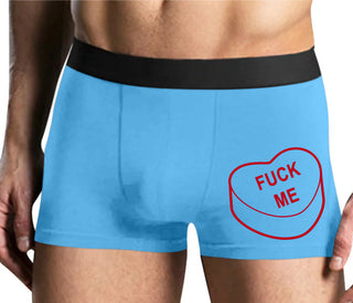 Fuck Me - Valentines Day Candy - Mens Blue Boxer Brief