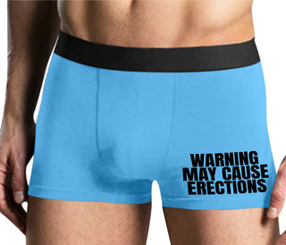 Warning May Cause Erections - Mens Blue Boxer Brief