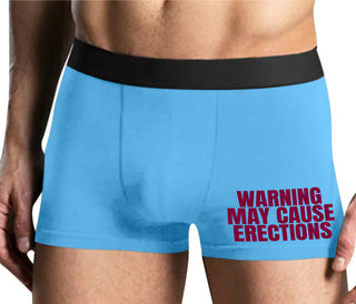 Warning May Cause Erections - Mens Blue Boxer Brief