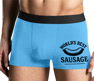Worlds Best Sausage - Mens Blue Boxer Brief