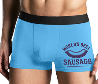 Worlds Best Sausage - Mens Blue Boxer Brief