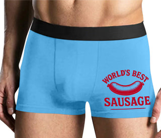 Worlds Best Sausage - Mens Blue Boxer Brief