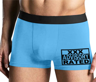 XXX Rated  Advisory Warning - Mens Blue Boxer Brief