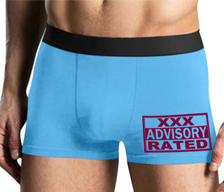 XXX Rated  Advisory Warning - Mens Blue Boxer Brief
