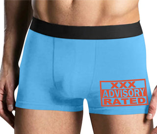 XXX Rated  Advisory Warning - Mens Blue Boxer Brief