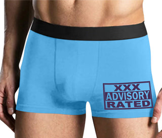 XXX Rated  Advisory Warning - Mens Blue Boxer Brief