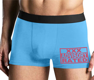 XXX Rated  Advisory Warning - Mens Blue Boxer Brief