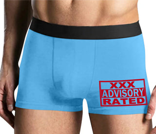 XXX Rated  Advisory Warning - Mens Blue Boxer Brief