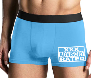 XXX Rated  Advisory Warning - Mens Blue Boxer Brief