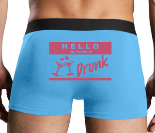 Hello My Name Is Drunk - Blue Boxer Brief
