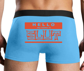 Hello My Name Is Slut - Blue Boxer Brief
