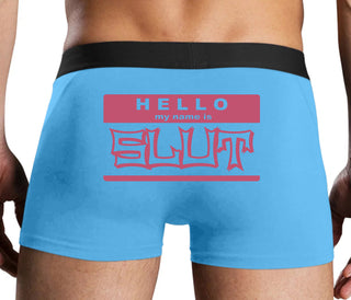 Hello My Name Is Slut - Blue Boxer Brief