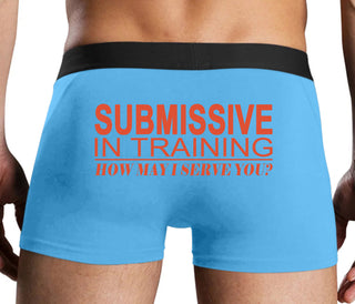 Submissive In Training How May I Serve You - Blue Boxer Brief