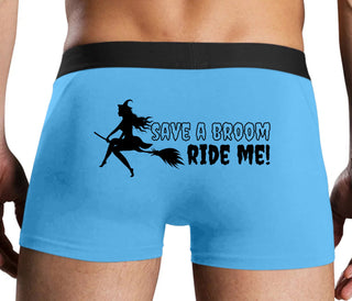 Save A Broom - Ride Me - Witch - Blue Boxer Brief