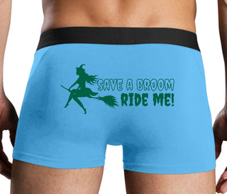Save A Broom - Ride Me - Witch - Blue Boxer Brief