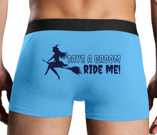 Save A Broom - Ride Me - Witch - Blue Boxer Brief