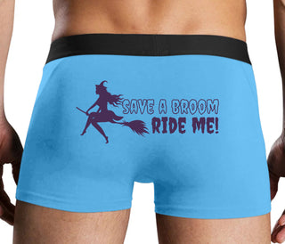 Save A Broom - Ride Me - Witch - Blue Boxer Brief