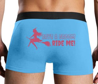 Save A Broom - Ride Me - Witch - Blue Boxer Brief