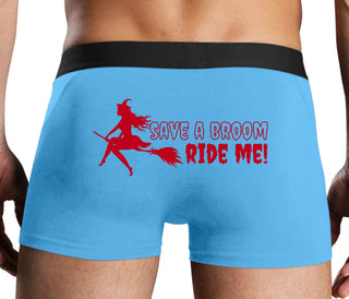 Save A Broom - Ride Me - Witch - Blue Boxer Brief