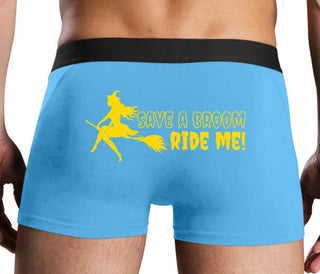Save A Broom - Ride Me - Witch - Blue Boxer Brief