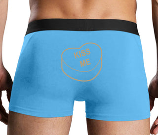 Valentines Day Candy - Kiss Me - Blue Boxer Brief
