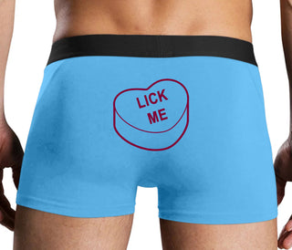 Valentines Day Candy - Lick Me - Blue Boxer Brief