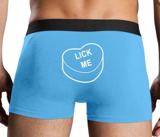 Valentines Day Candy - Lick Me - Blue Boxer Brief