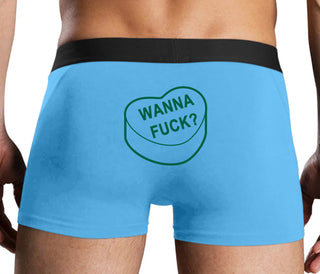 Valentines Day Candy - Wanna Fuck - Blue Boxer Brief