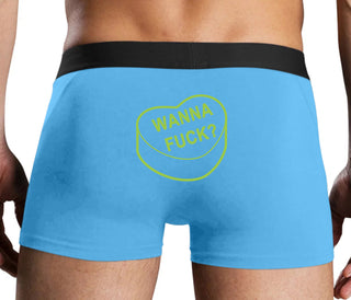 Valentines Day Candy - Wanna Fuck - Blue Boxer Brief