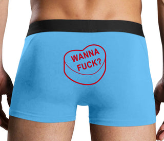 Valentines Day Candy - Wanna Fuck - Blue Boxer Brief