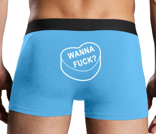 Valentines Day Candy - Wanna Fuck - Blue Boxer Brief