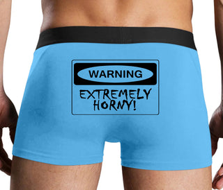 Warning Extremely Horny - Blue Boxer Brief