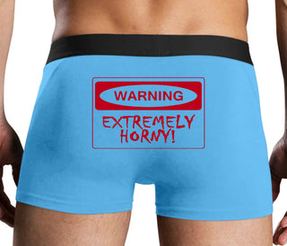 Warning Extremely Horny - Blue Boxer Brief